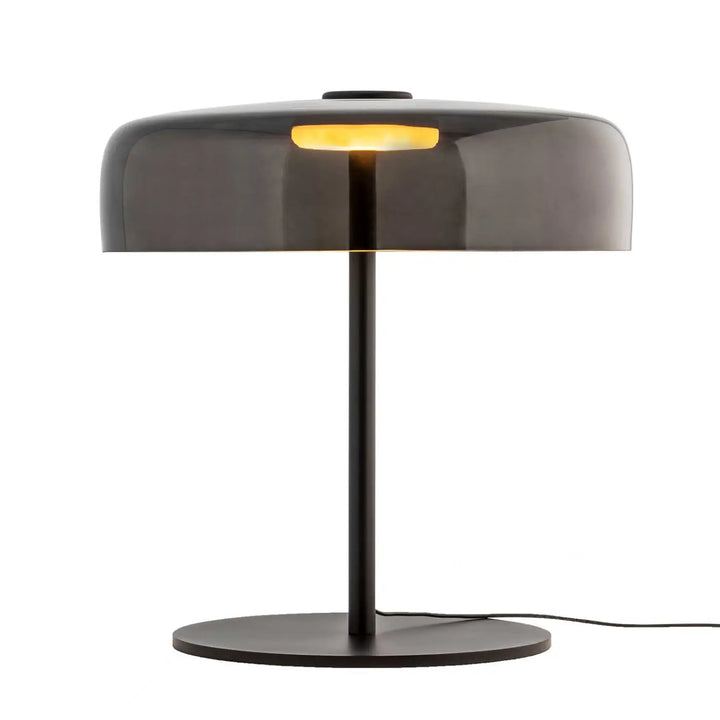 Lampe de chevet Levels en verre fumé et métal noir #couleur_gris