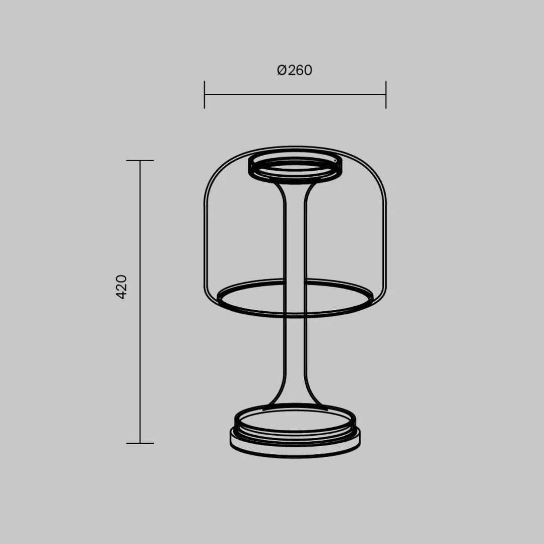 Lampe de chevet lampe spirito avec socle vertical et verre gris en verre courbé et cadre métallique fin