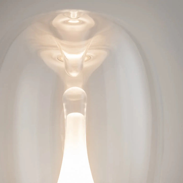 Lampe de chevet splash en verre blanc translucide avec led intégrée et design courbé élégant
