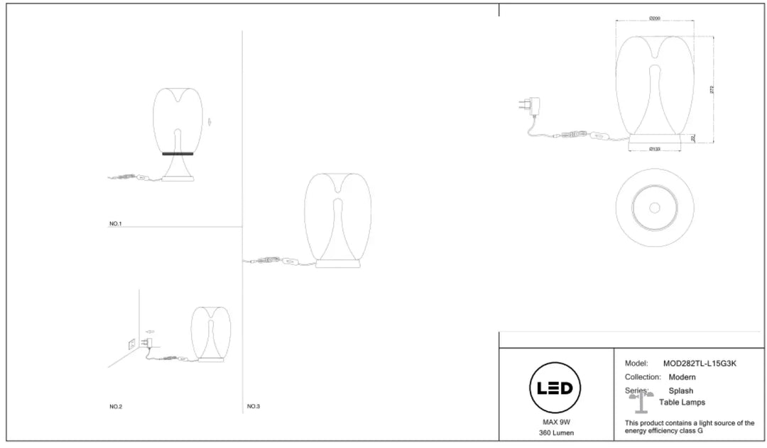 Lampe de chevet led splash splash avec led intégrée et design minimaliste moderne pour un éclairage élégant
