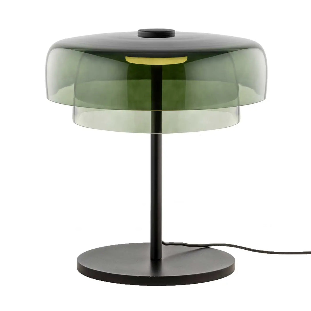 Lampe de chevet Levels 2 en verre soufflé vert sur structure noire #couleur_vert
