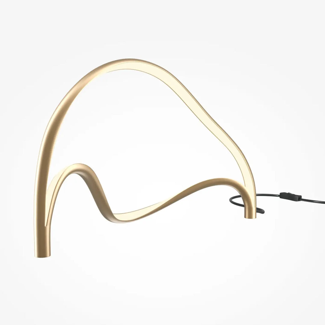 Lampe de chevet plons led en aluminium doré avec design moderne minimaliste et courbes élégantes