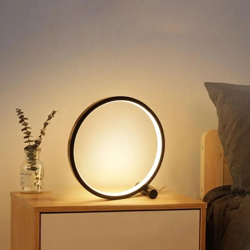 Lampe De Chevet Ronde En Aluminium Blanc Et Noir
