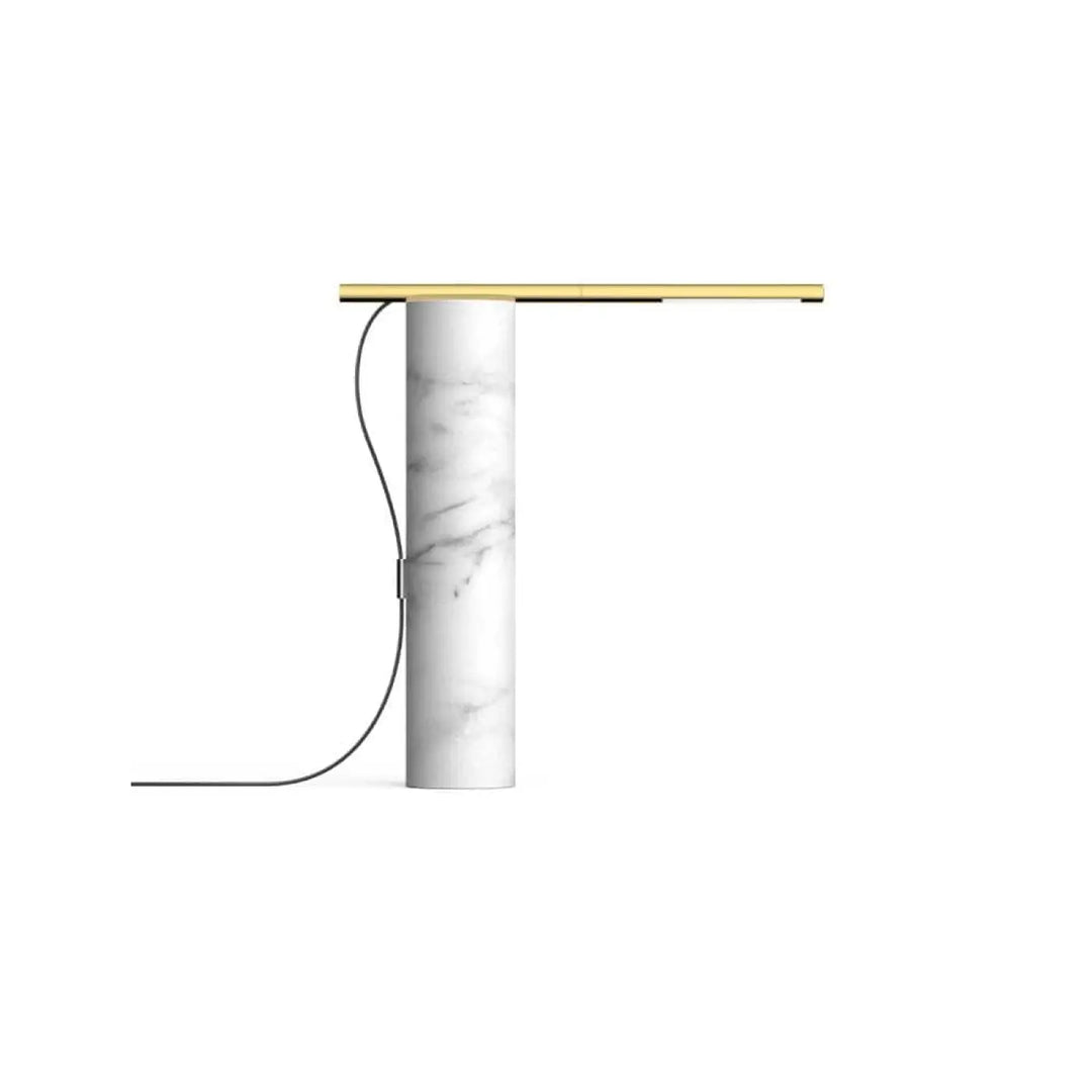 Lampe T.O en marbre blanc et baguette laiton