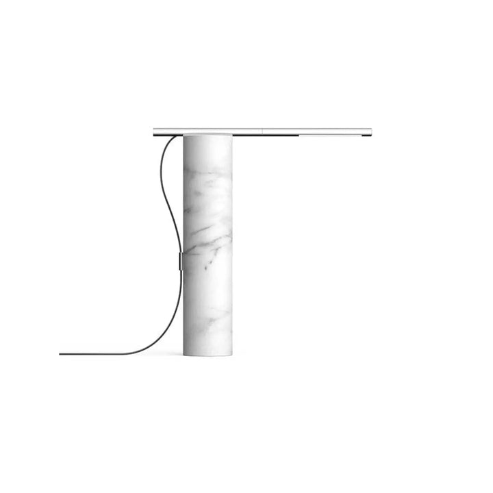 Lampe T.O en marbre blanc et baguette chrome