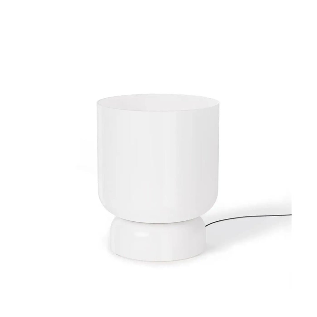 Lampe de chevet Totem Pablo Designs en verre opale soufflé, globe C en bas et globe A en haut
