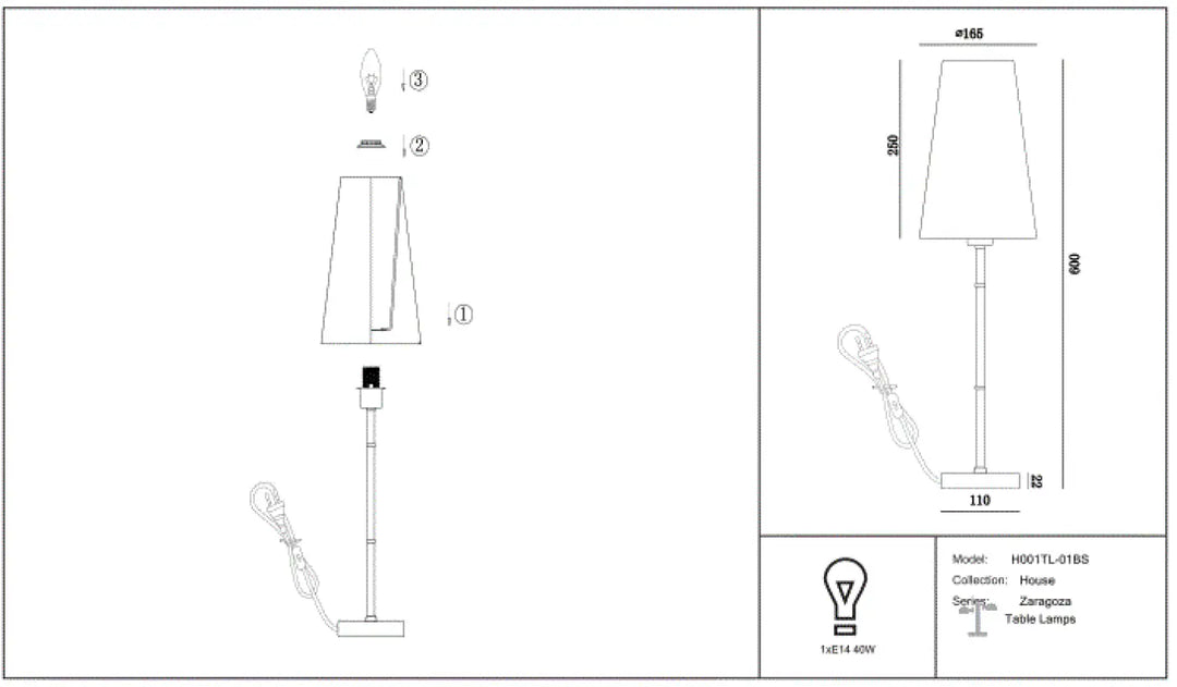 Lampe de chevet zaragoza avec abat-jour clair conique et pied doré métal pour une lumière douce élégante