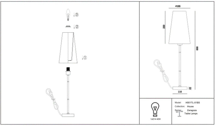 Lampe de chevet zaragoza avec abat-jour clair conique et pied doré métal pour une lumière douce élégante