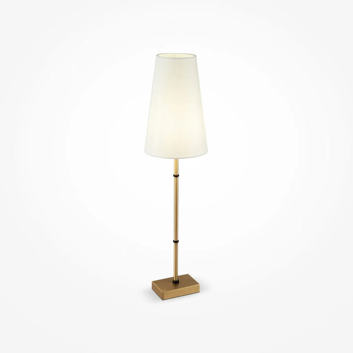 Lampe de chevet zaragoza avec pied doré et abat-jour clair offrant une lumière douce et un design minimaliste