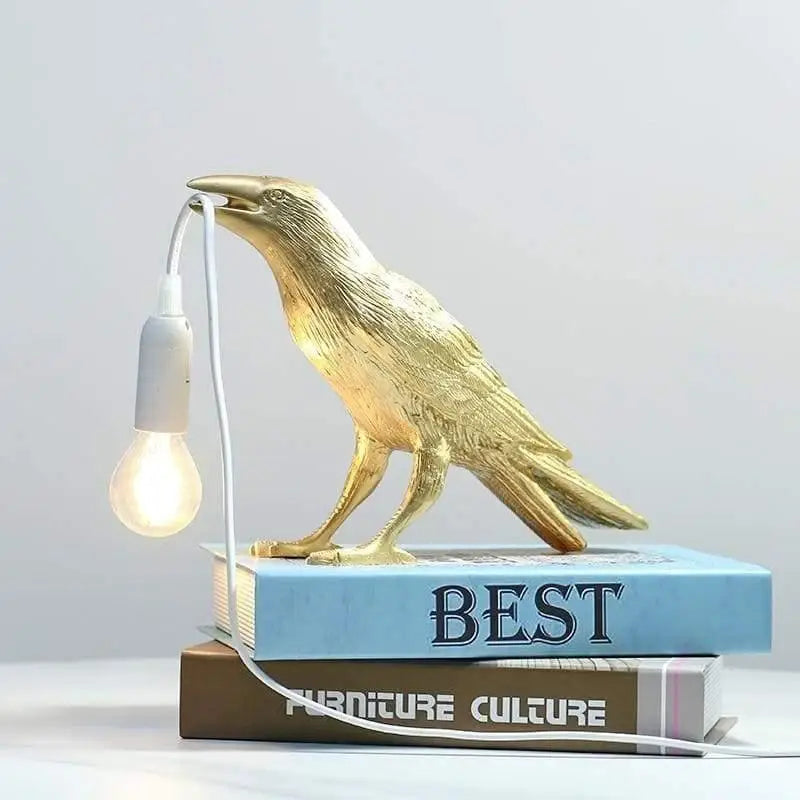 Lampe Corbeau Originale En Rotin Ronde Noir Blanc Gold