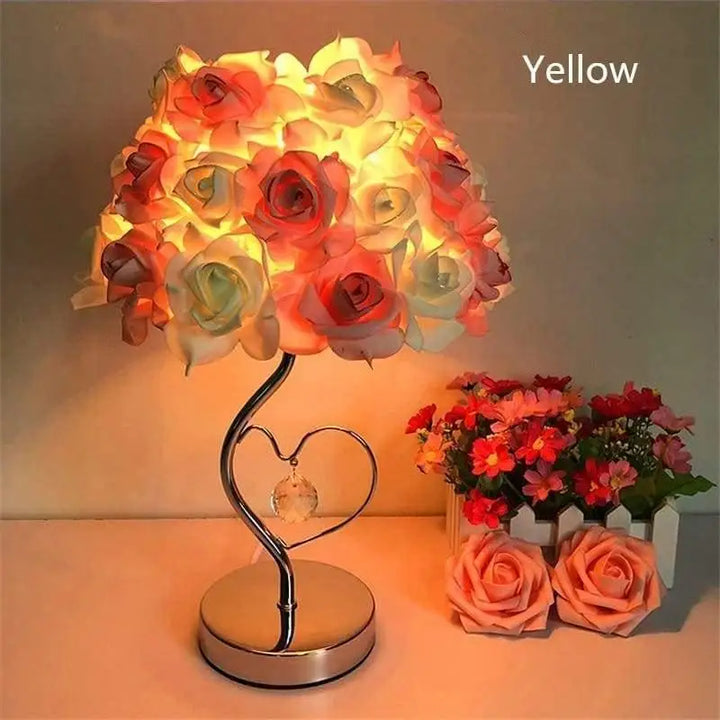 Lampe Fleur De Chevet En Acrylique Rouge Rose Jaune