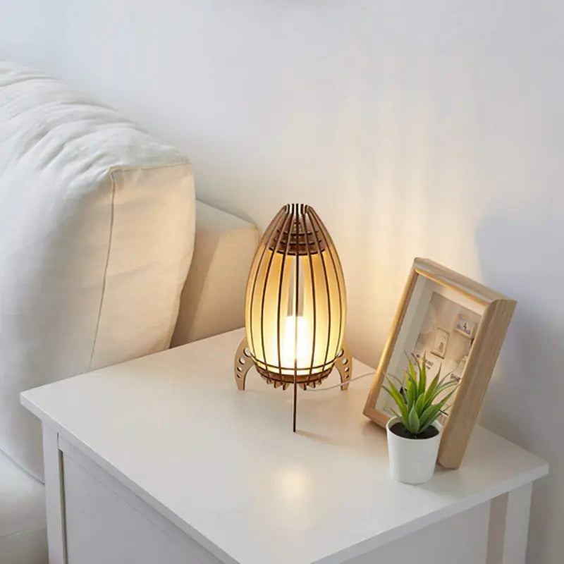 Lampe Fusée Beige En Bois Naturel Pour Décoration