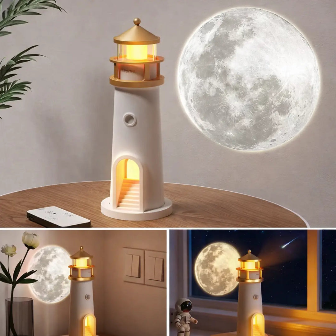 Lampe de chevet moony lampe lunaire cosy blanche et dorée avec une porte arquée et un halo lumineux chaud jaune