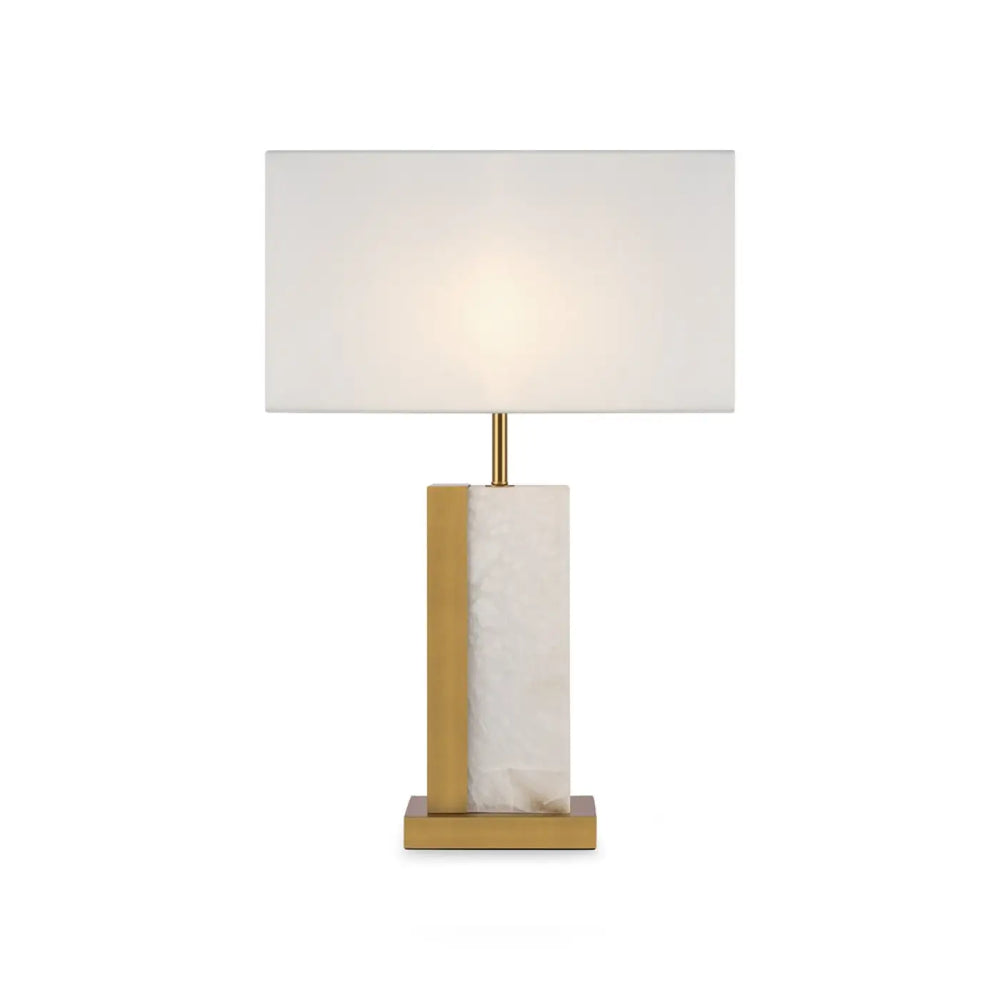 Lampe à poser lampe de chevet bianco avec abat-jour rectangulaire en tissu blanc et base en marbre texturé lumière douce
