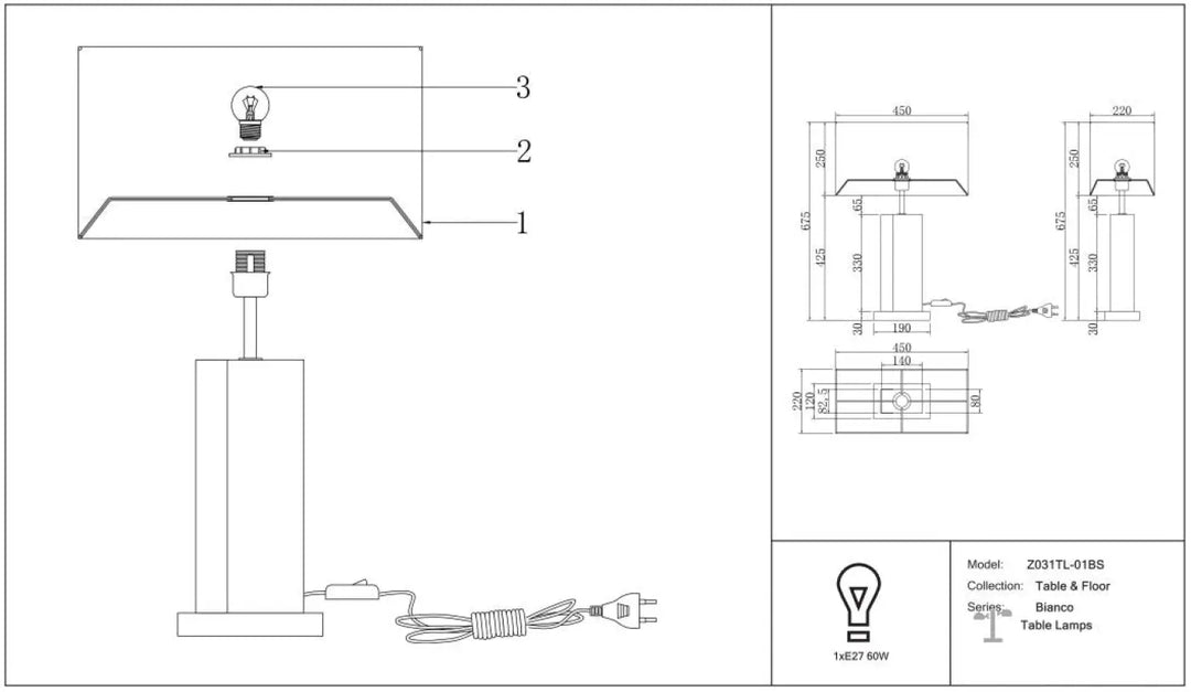 Lampe à poser blanche avec base cylindrique et abat-jour rectangulaire en tissu blanc pour une lumière douce