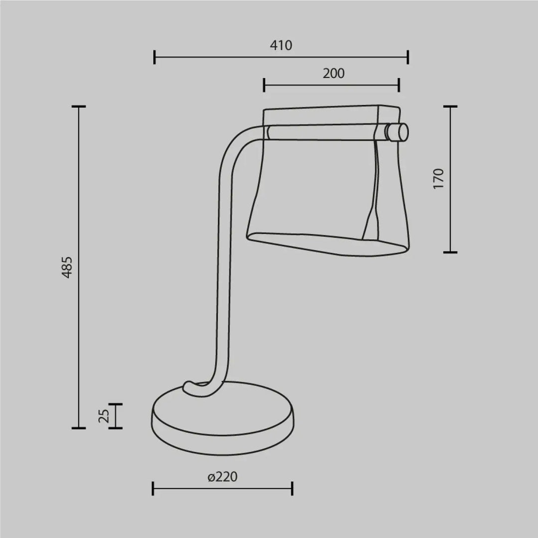 Lampe de chevet cabine avec lampe à poser aux lignes fluides et verre transparent sur une base circulaire en métal