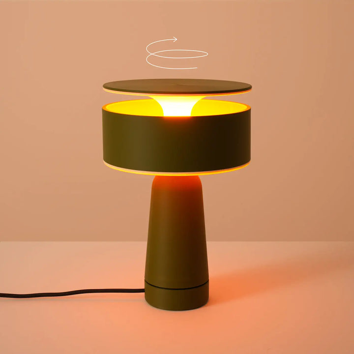 Lampe à poser AXO vert olive réglage du couvercle