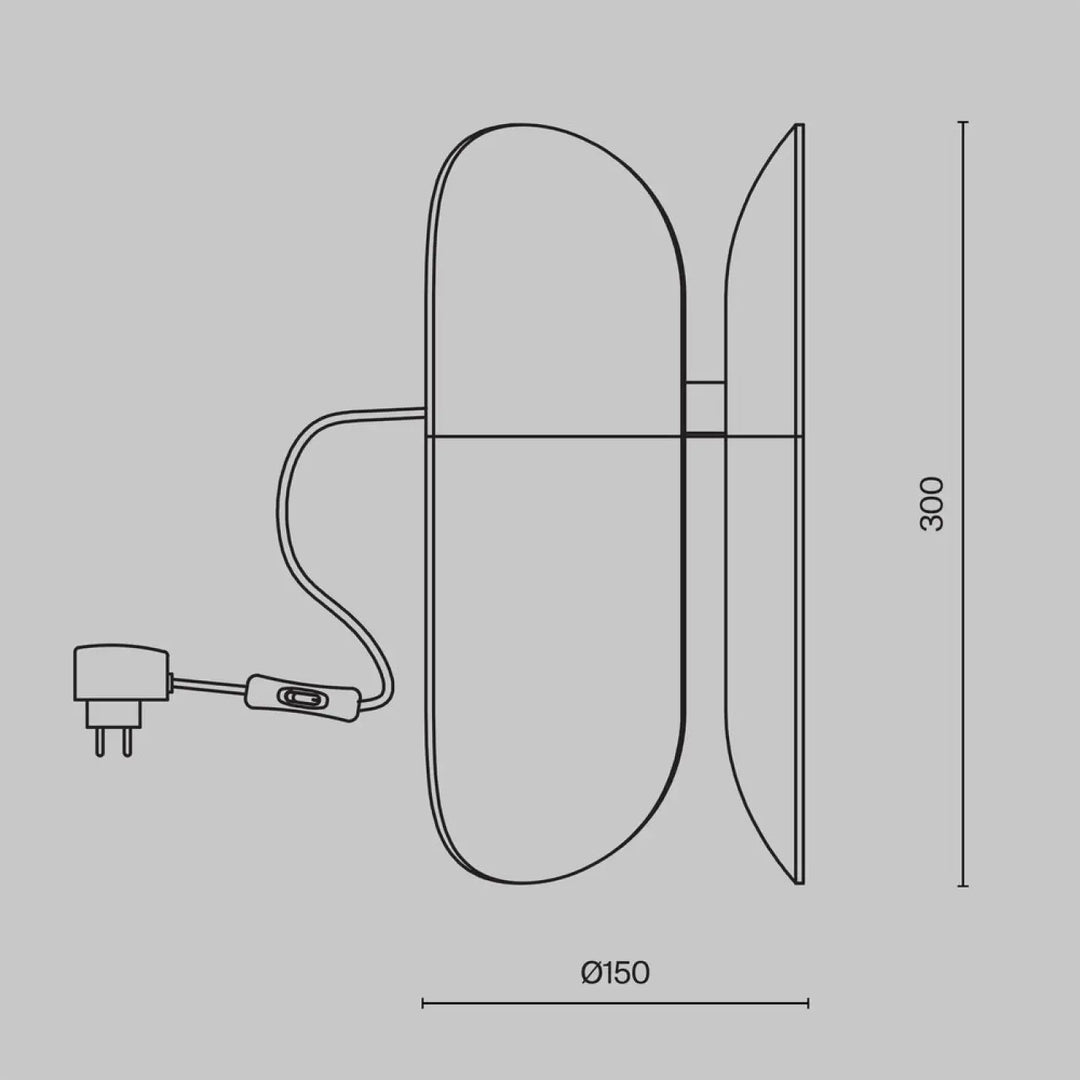 Lampe de chevet insight arrondie avec diffuseur arrondi en verre fumé, design minimaliste et lampe à poser murale