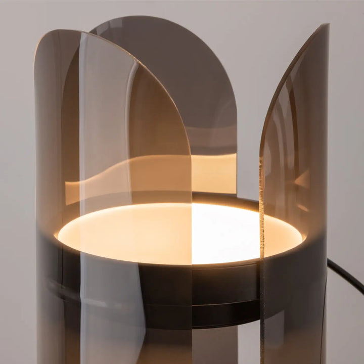 Lampe de chevet insight avec diffuseur arrondi en verre fumé et abat-jours courbés en forme de pétales