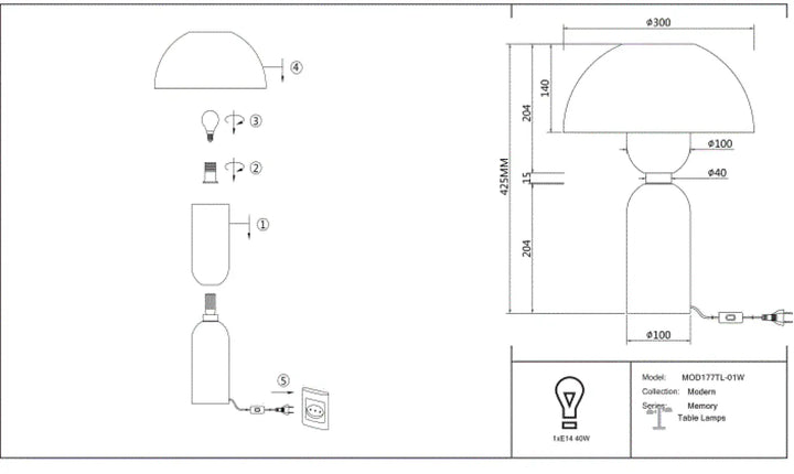 Lampe memory à poser en céramique avec abat-jour textile et base cylindrique métallique moderne