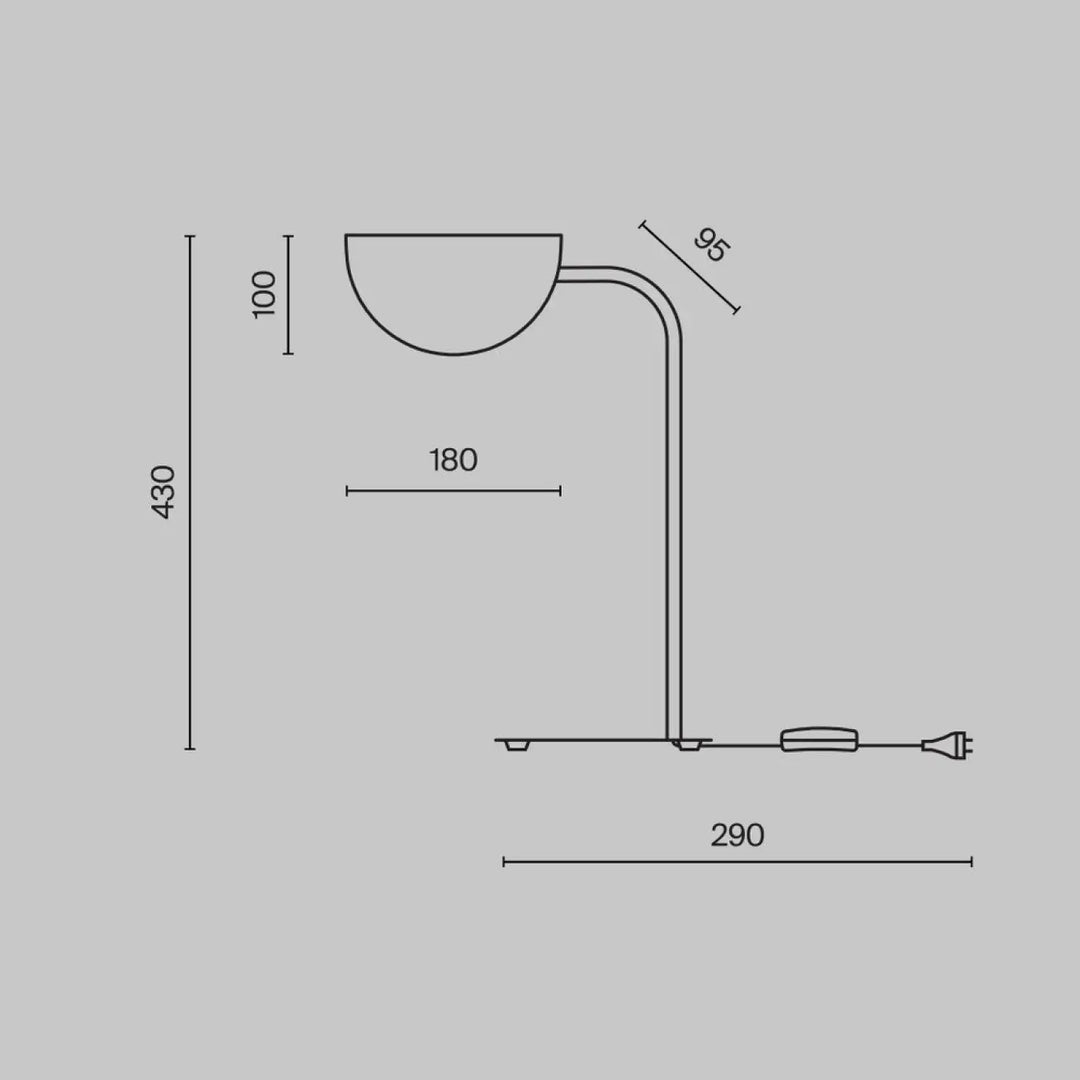 Lamp de chevet mollis avec bras métallique courbé en acier noir et réflecteur feuille pour une lumière douce