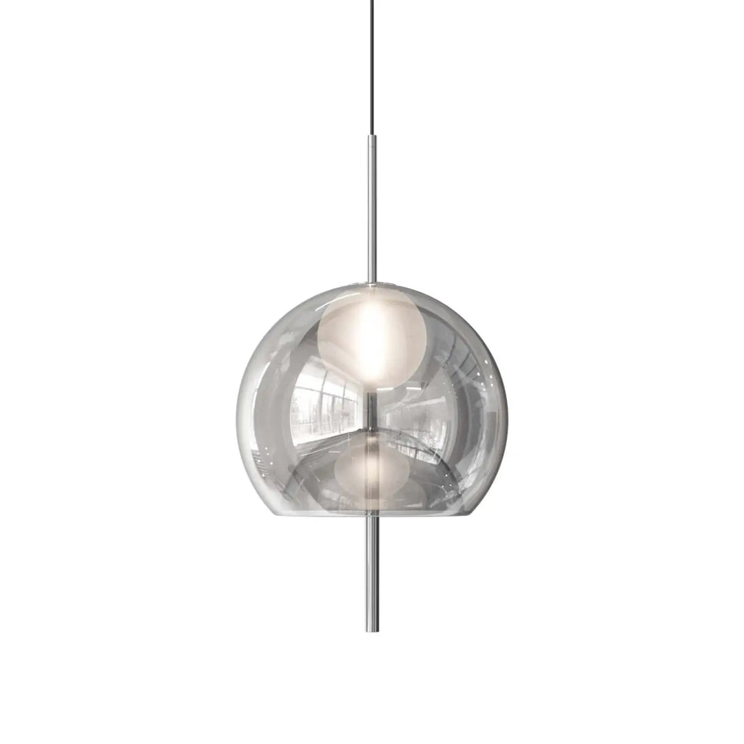 Lampe suspendue galileo sphérique en verre avec finition chrome poli et design minimaliste élégant