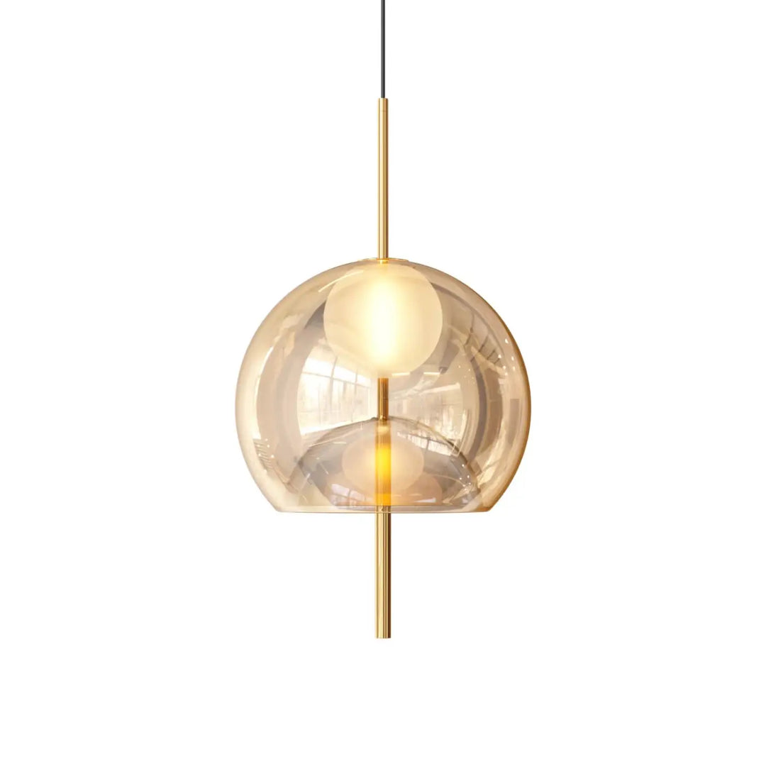 Lampe suspendue galileo avec abat-jour sphérique en verre fumé et tiges métalliques dorées modernes