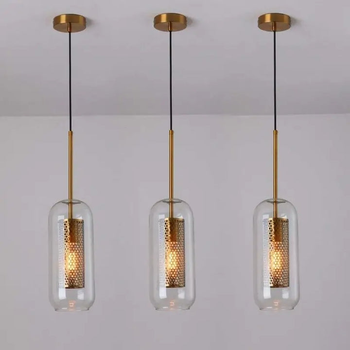 Lampe Suspendue Industrielle avec Grille en Verre