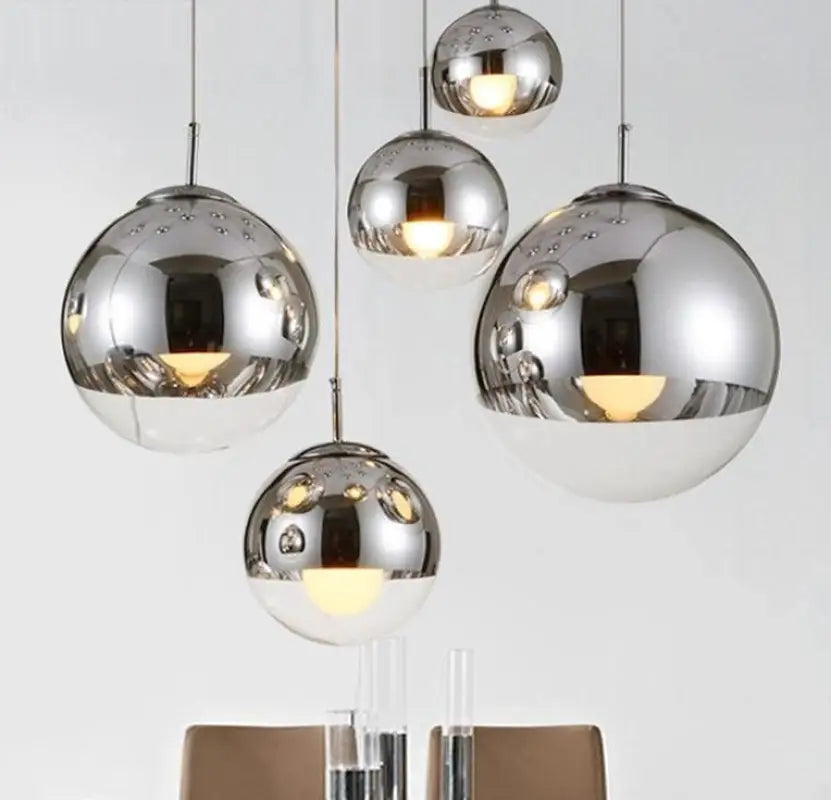 Lampe Suspendue Salon Sphérique Chromée