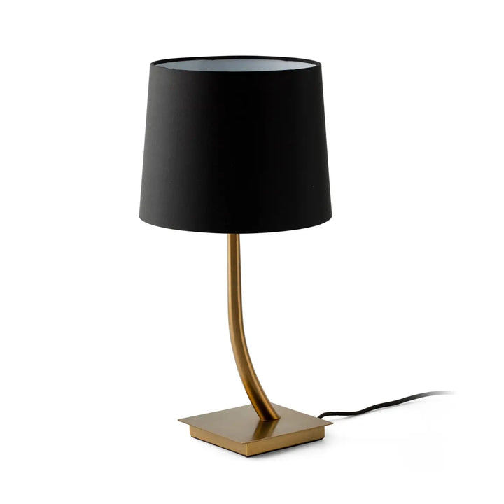 Lampe de table Rem vieil or, abat-jour noir, de Faro Barcelona