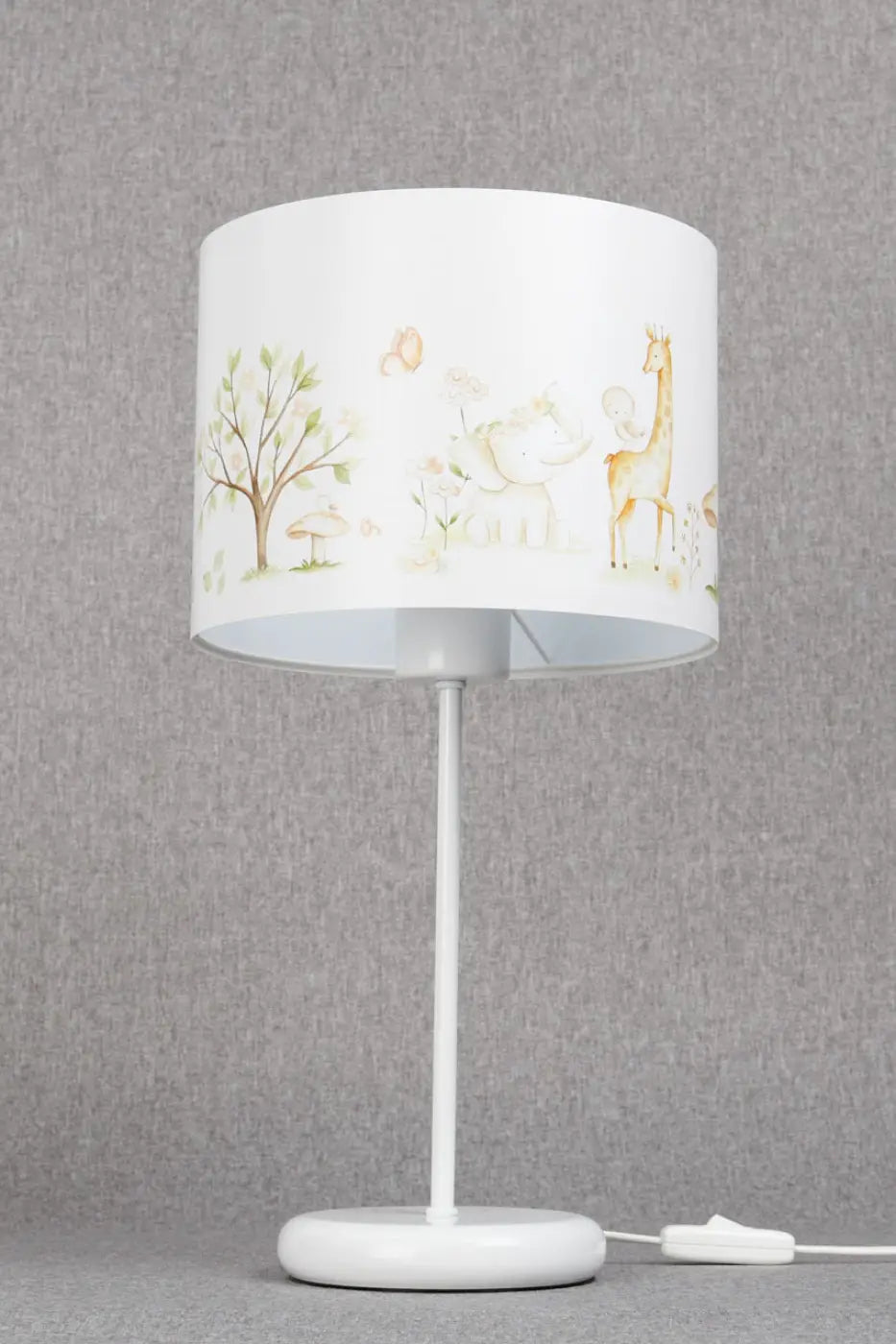 Lampe de table sweet dreams marron clair avec abat-jour cylindrique motifs animaux pour décoration intérieure