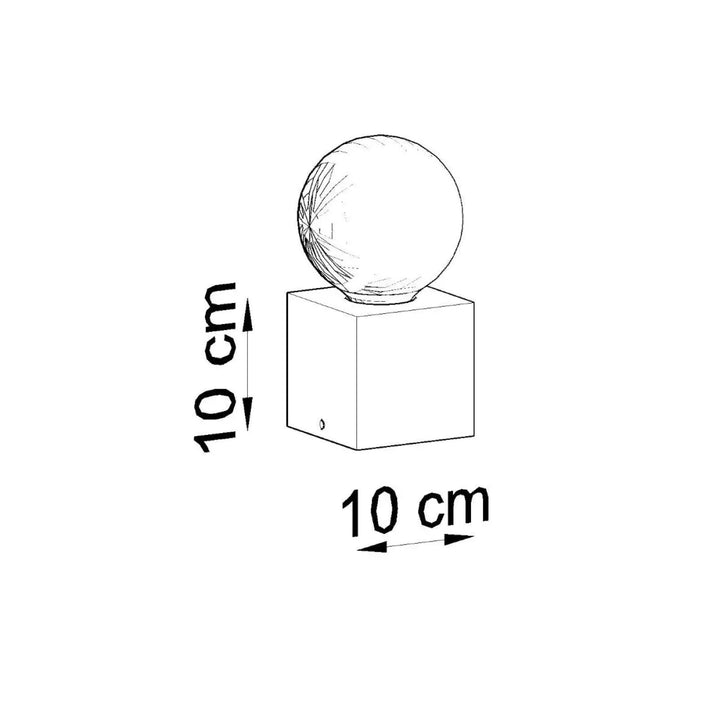 Lampe de table bois ariz avec abat-jour sphérique en verre posée sur base carrée bureau ariz design minimaliste