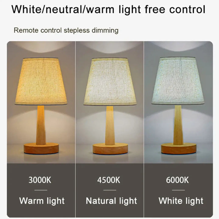 Lampe de table bois naturel avec abat jour pour deco