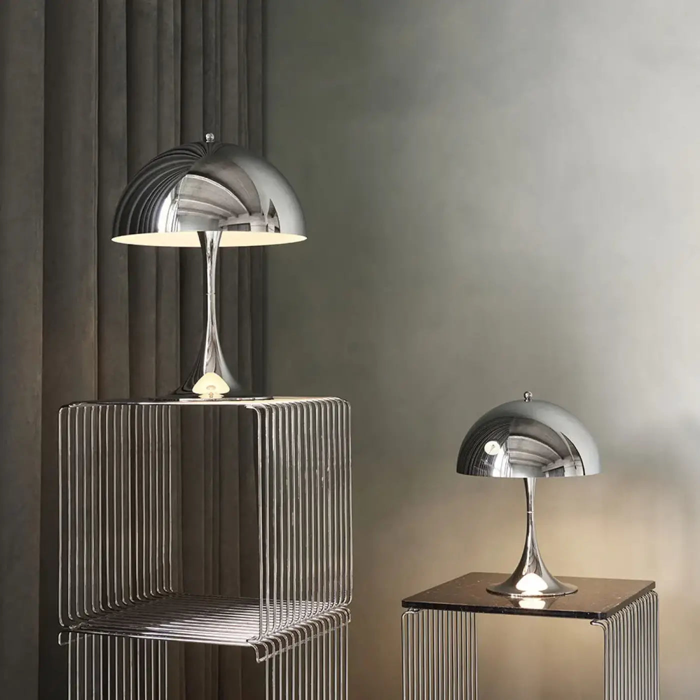 Paire de lampes de chevet Art déco chromé Paire de lampes de chevet Art déco chromé