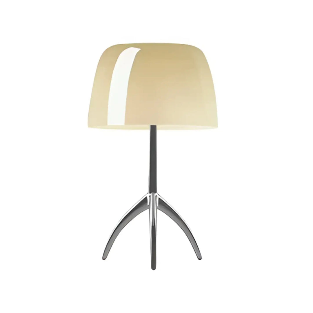 Lampe de table lakko avec abat-jour crème brillant sur pied trépied chrome élégant