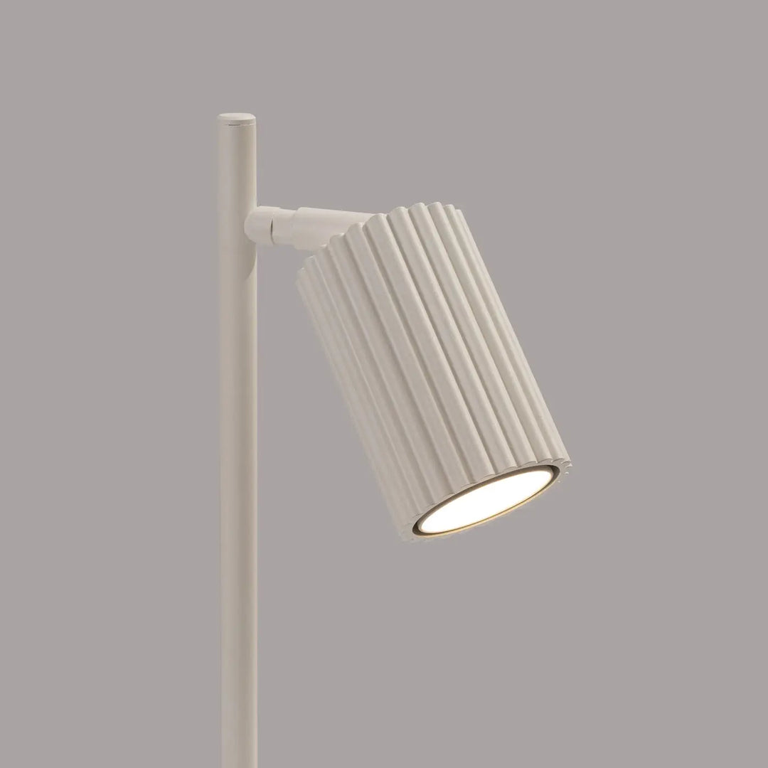Lampe a poser karbon beige design minimaliste avec ampoules gu10 interchangeables et plafonnier karbon allie