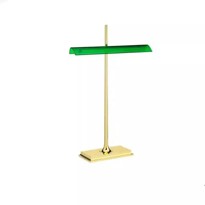 Lampe de table streem avec base chromée et ombre vitrail vert translucide en acrylique pour un design moderne