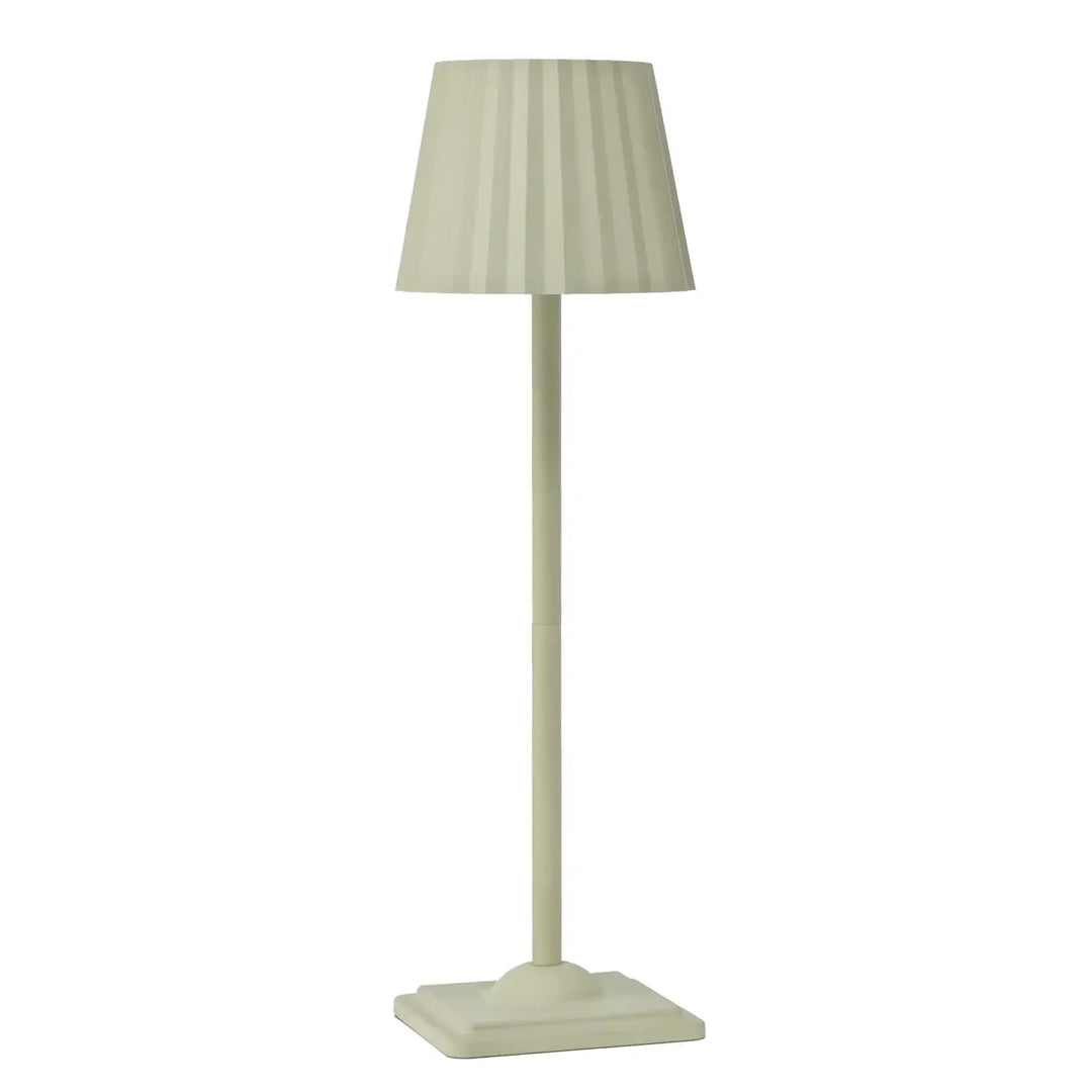 Lampe de table escale avec abat-jour en tissu plissé crème et pied métallique élancé