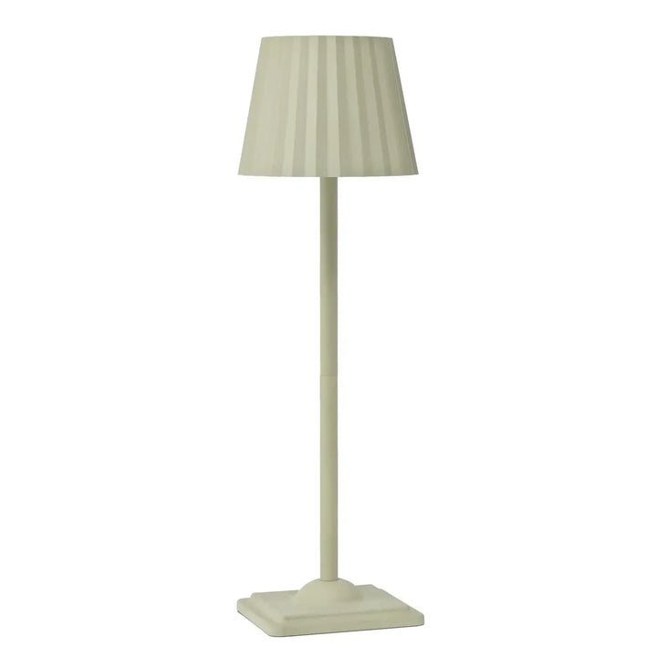 Lampe de table escale avec abat-jour en tissu plissé crème et pied métallique élancé