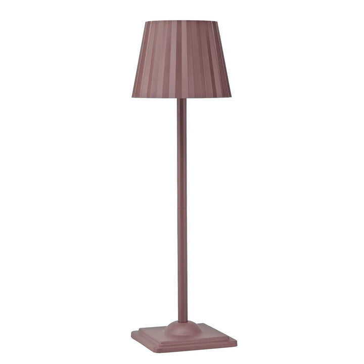 Lampe de table escale élégante en métal rose gold avec abat-jour plissé et design minimaliste