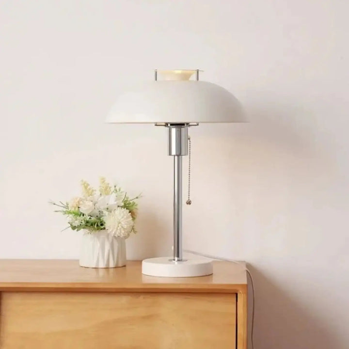 Lampe de table zing a en céramique blanche avec abat-jour dôme minimaliste allure raffinée attire style rétro élégante
