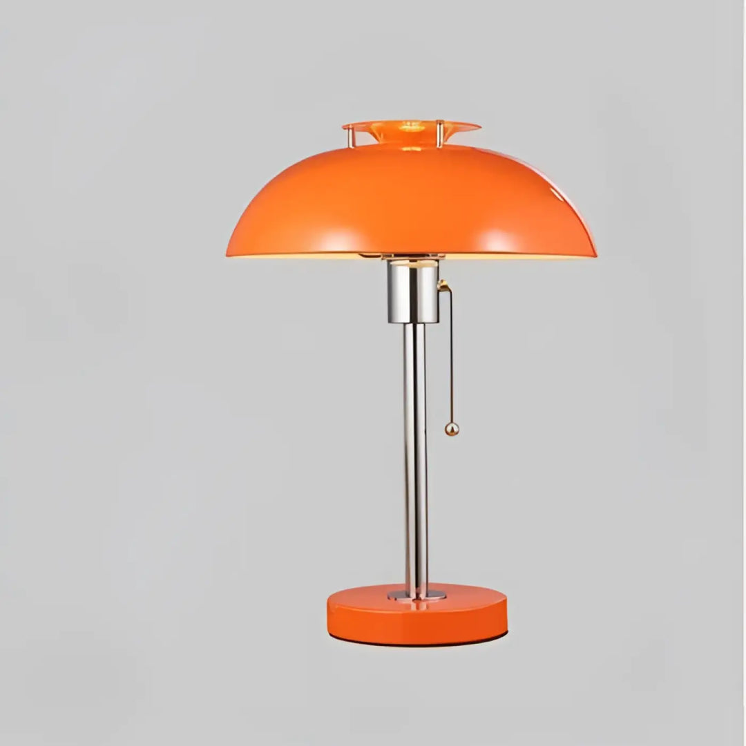 Lampe de table zingA orange vif style rétro avec tige et base chrome pour une table élégante à allure raffinée attire