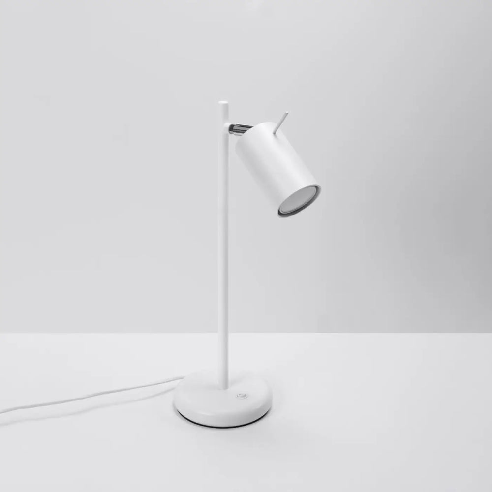 Lampe de table ring blanc minimaliste avec tête cylindrique et finition mate idéale pour bureau design et décoration d’intérieur moderne