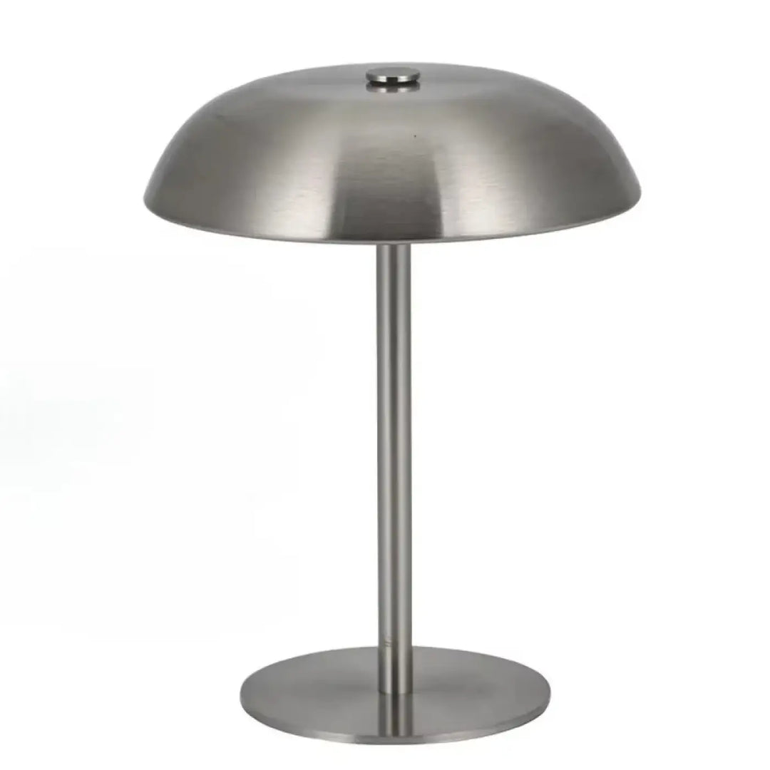 Lampe de table metany en acier inoxydable brossé avec dome et base cylindrique led à intensité variable tactile