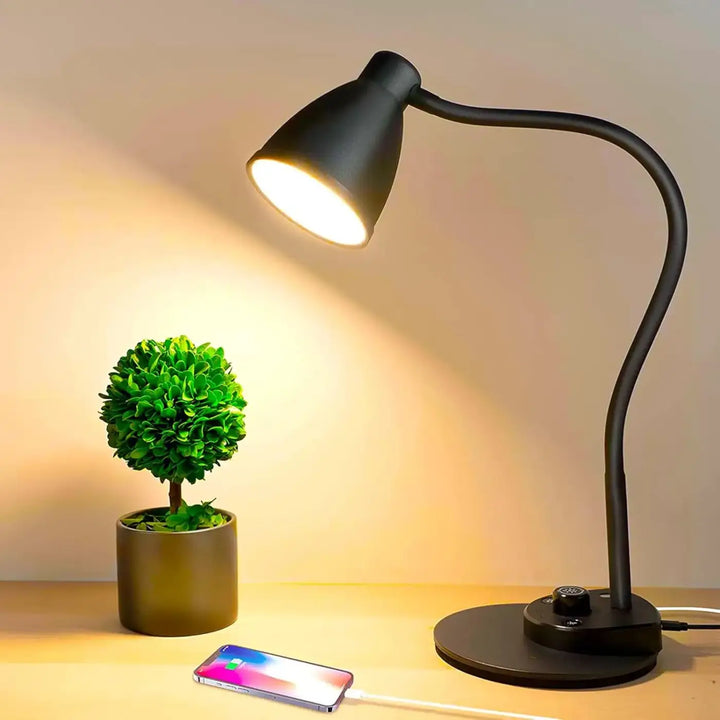 Lampe de table black trico avec bras flexible et éclairage réglable pour une table moderne éclairée chaleureusement