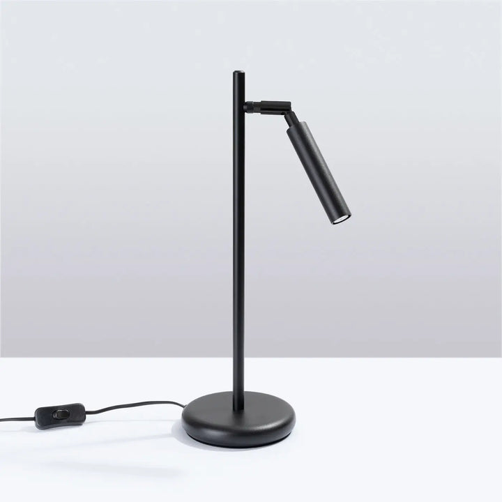 Lampe a poser bureau pastelo noir à finition mate avec tête cylindrique réglable en matériaux robustes design minimaliste