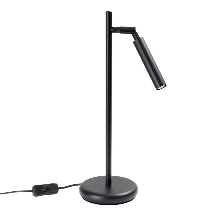 Lampe à poser pastelo noire avec finition mate, tête cylindrique et matériaux robustes pour bureau pastelo élégant