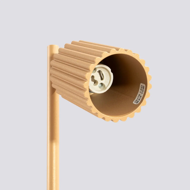 Lampe a poser karbon or avec abat-jour cannelé et tige métallique design minimaliste compatible ampoules gu10 interchangeables
