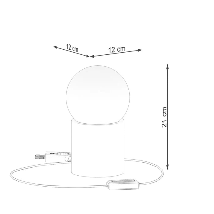 Schéma des dimensions de la lampe de table Boomo