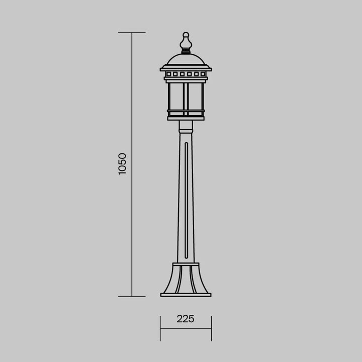 Lampadaire extérieur lanterne salamanca en acier bronze finition bronze avec panneaux décoratifs et toit en dôme